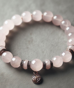 Bracelet en perles de Quartz Rose